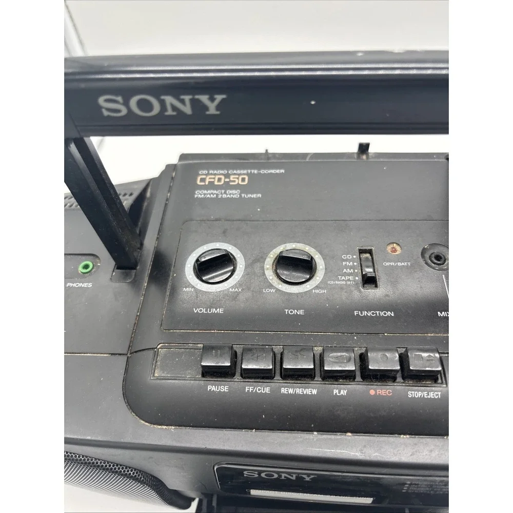 Sony CFD-50 Vintage CD Player  AM/FM Radio Tested. Tape Needs Repair